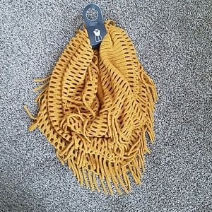 NWT! Mustard yellow fringe scarf
